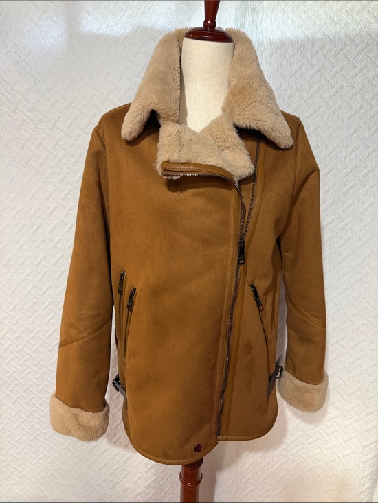 Steve Madden Jackets & Blazers - Steve Madden Camel/Tan Teddy Aviator Jacket with Cream Faux Shearling